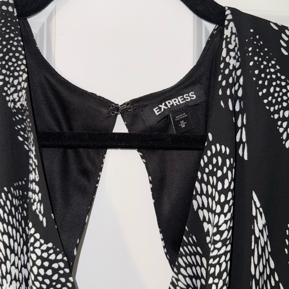 Express Elegant Black And White Patterned Dress - image 3